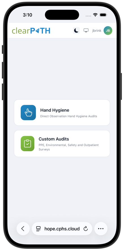 clearPath sign-in screen with the language picker at the bottom